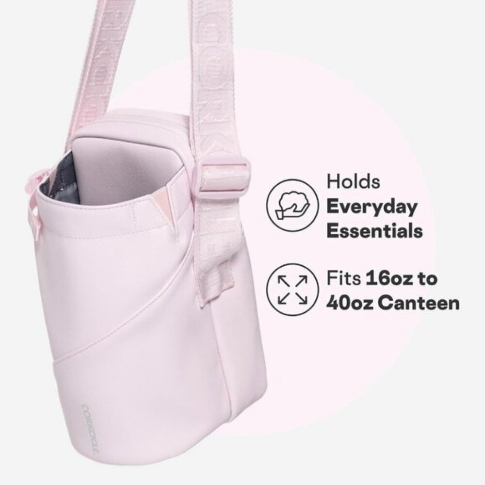 ⚡Corkcicle Rose Quart Crossbody Tumblers Water Bottle Adjustable Strap Sling Bag - Picture 3 of 7